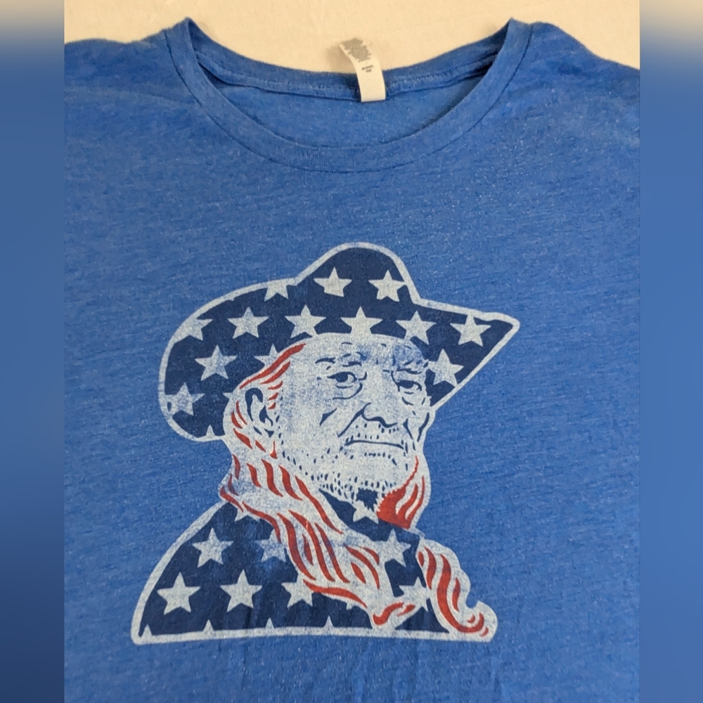 Willie Nelson Patriot Texas Crazy Blue Eyes Crying in the Rain Tee XL